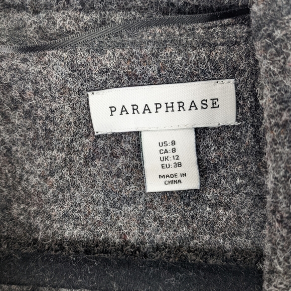 Paraphrase Grey Cardigan Waterfall Open Front Size 8 Wool Blend - Picture 4 of 7